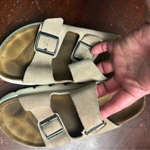 Papillio Birkenstock khaki suede sandal slip on size 41 8.5/9 woman’s luxury